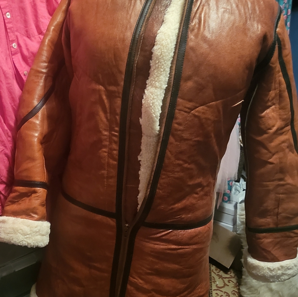 Shearling Lined Leather Parka - image 2
